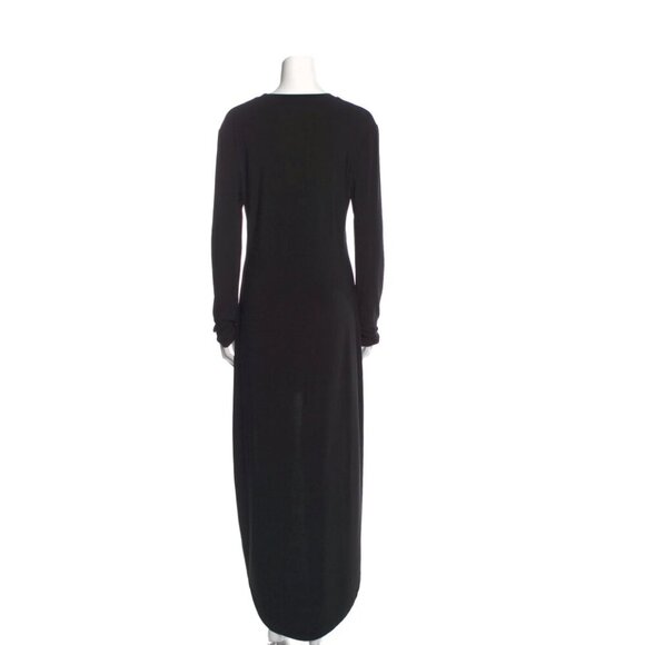 Vintage OMO Norma Kamali Long Sleeve High Low Dress in Black Large - Picture 2 of 4